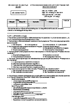 Đề thi chọn học sinh giỏi môn Tiếng Anh Lớp 9 cấp thành phố - Năm học 2018-2019 - Sở giáo dục và đào tạo Hà Nội